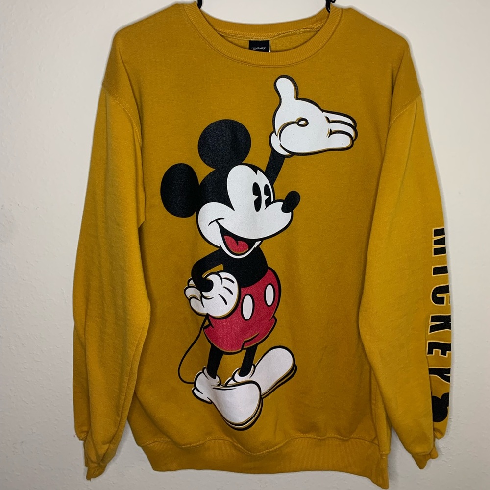 Mustard Yellow Mickey Mouse Graphic Sweatshirt